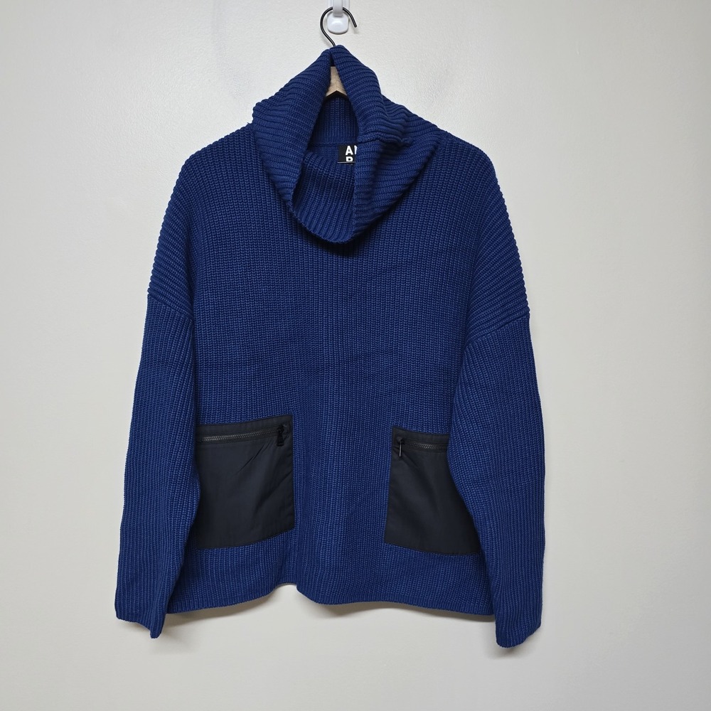 Alp N Rock Brooklyn‎ Oversized Chunky Knit Indigo Blue Pockets Sweater Sz M/L